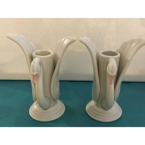Swan Candle Holders / Bud Vases By Fitz And Floyd